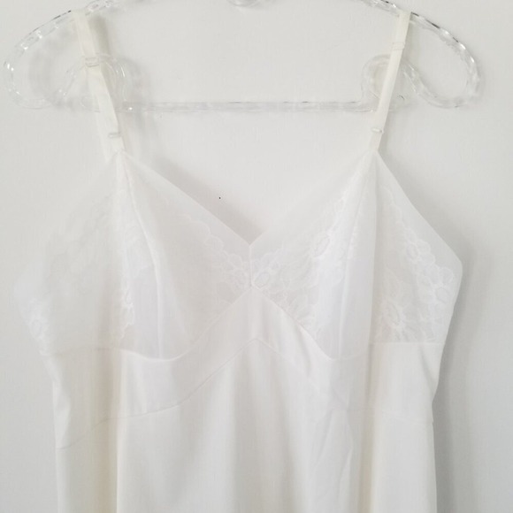 Vanity Fair Womens Vintage Slip Ivory Lace Trim Midi Dress USA Fairy Sz 36 - Picture 3 of 15